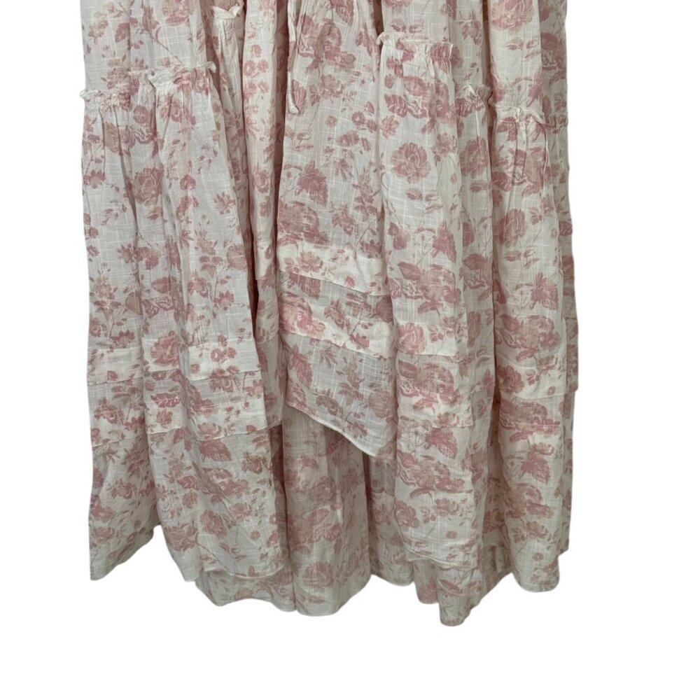 Free People NEW Pappiet Midi Dress Ivory Pink Med Floral Boho READ Cottagecore - Picture 4 of 15